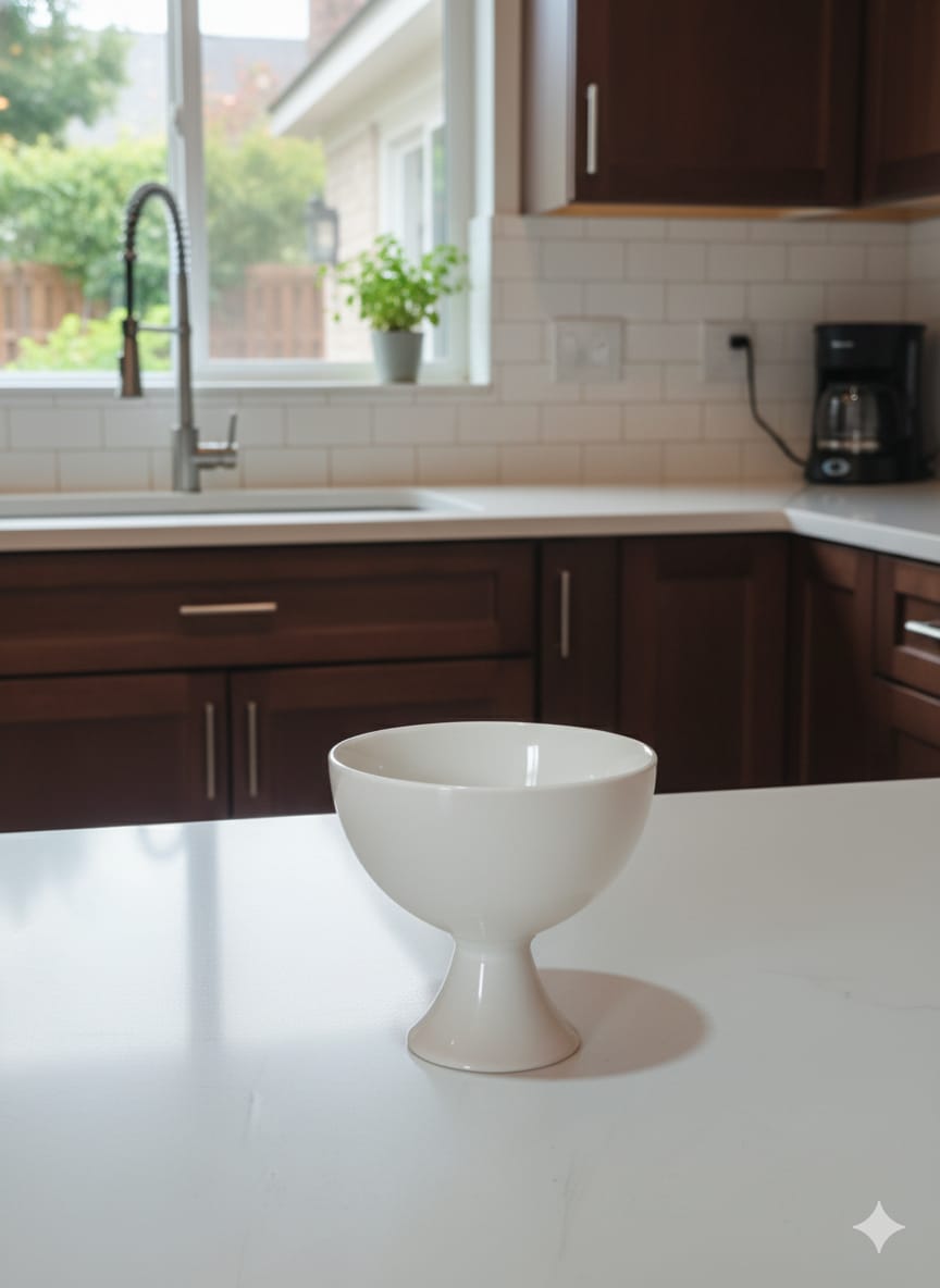 White Ceramic Bowl with Stand – 175ml