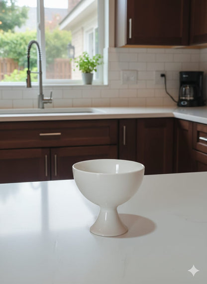 White Ceramic Bowl with Stand – 175ml