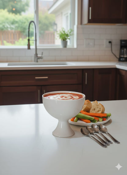 White Ceramic Bowl with Stand – 175ml