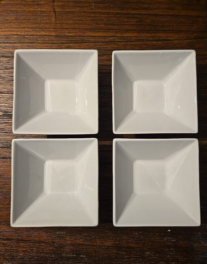 White Ceramic Double Square Bowl – 6 Inch