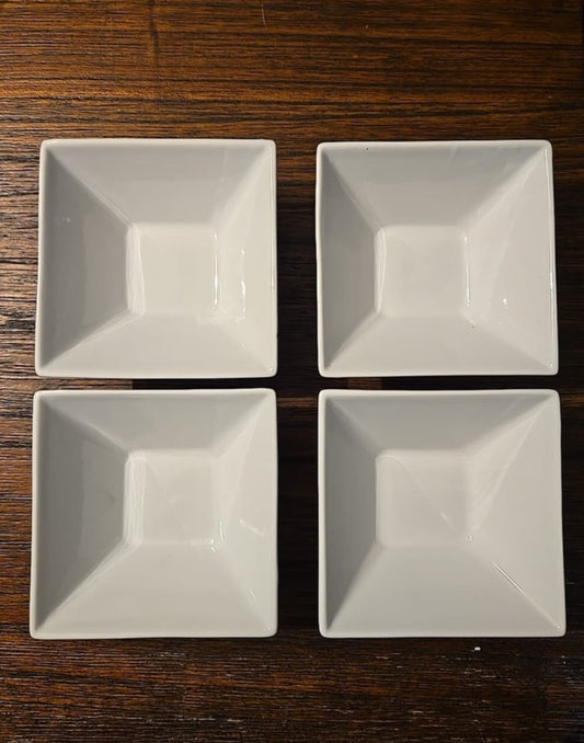 White Ceramic Double Square Bowl – 6 Inch