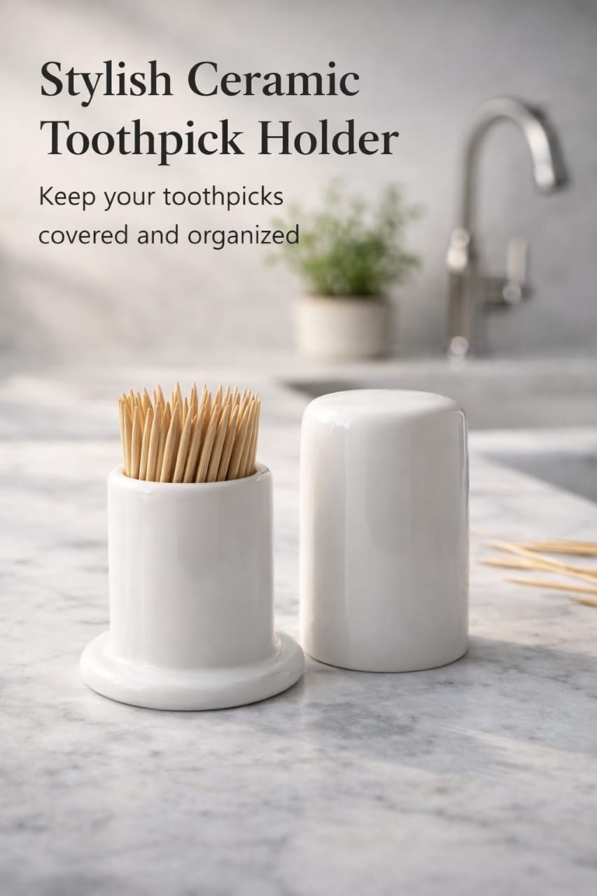 Elegant Ceramic Toothpick Holder with Lid