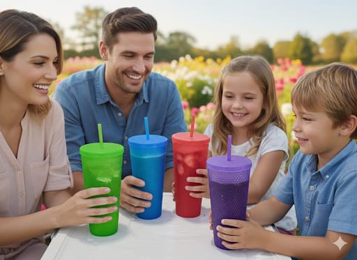 Plastic Tumblers with Straw – Reusable & Spill-Proof