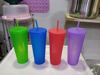 Plastic Tumblers with Straw – Reusable & Spill-Proof