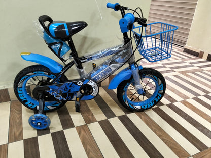 Kids Size 12 Bicycle – Training Bike with Basket & Support Wheels (Blue / Pink / Red)