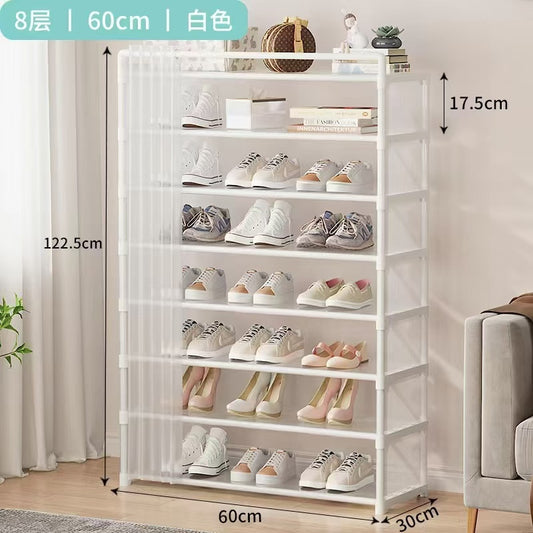 8-Layer Shoe Rack Organizer with Dustproof Cover