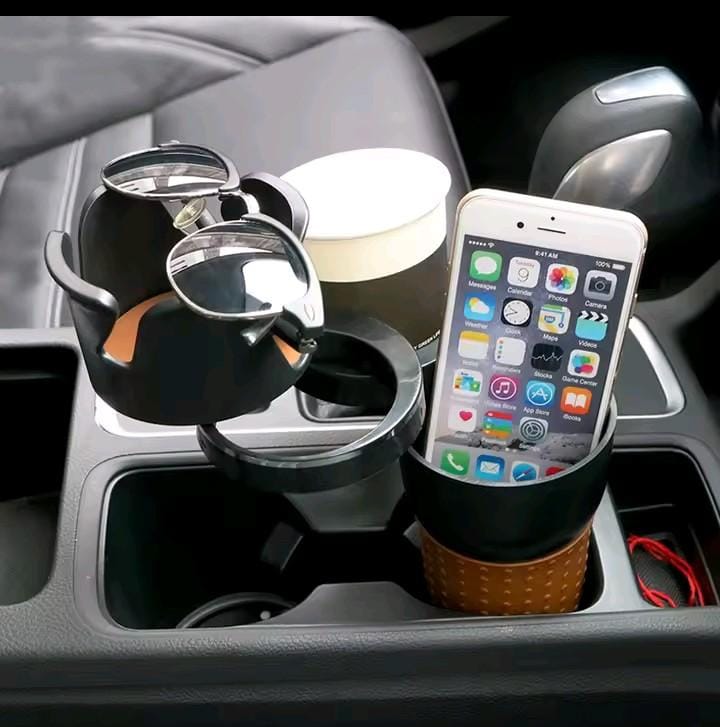 Adjustable 5-in-1 Rotating Car Cup Holder – Black
