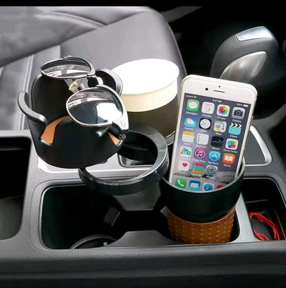 Adjustable 5-in-1 Rotating Car Cup Holder – Black