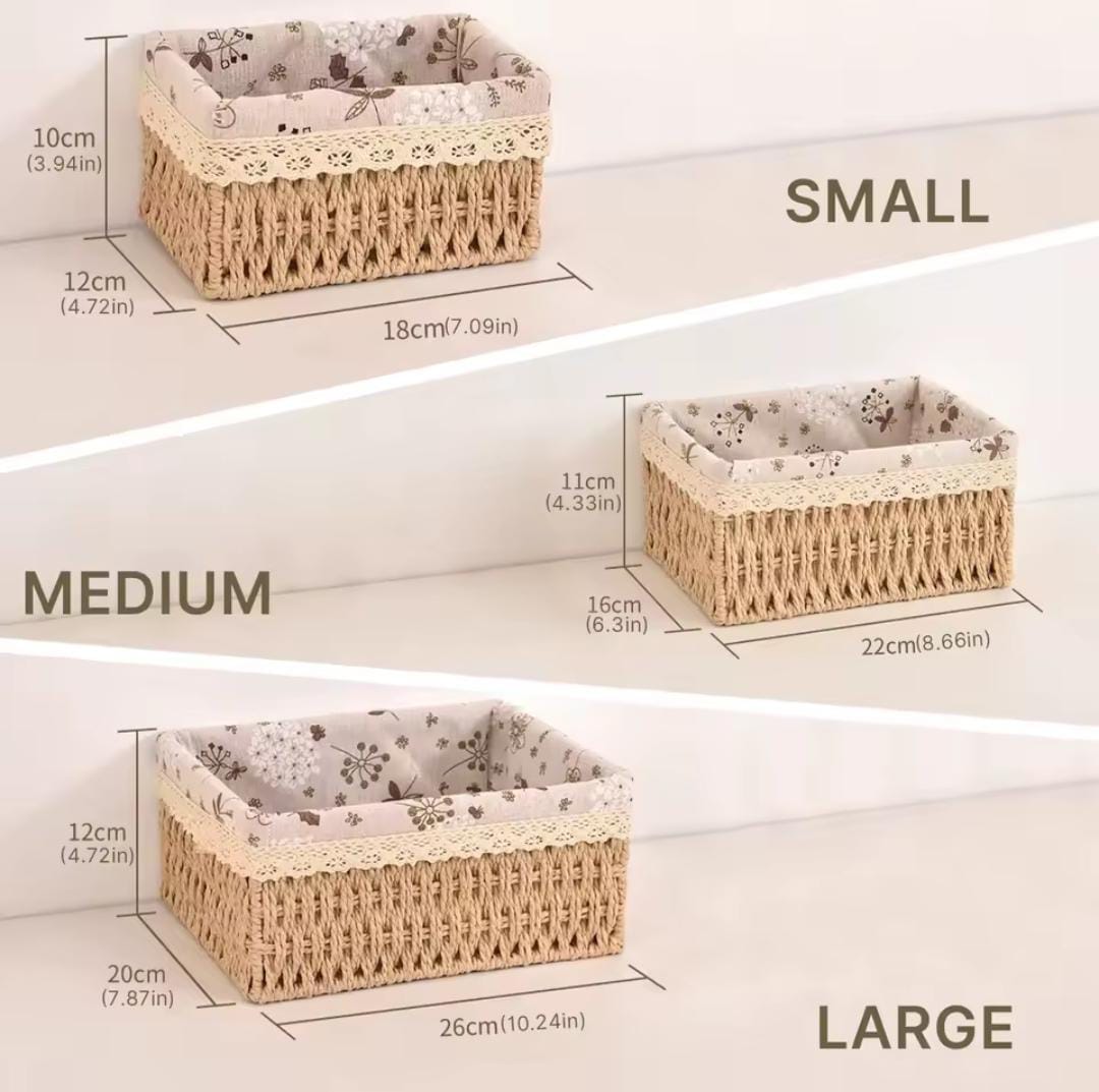 3-in-1 Handwoven Rattan Storage Baskets