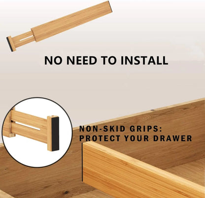 4-Set Adjustable Bamboo Drawer Dividers