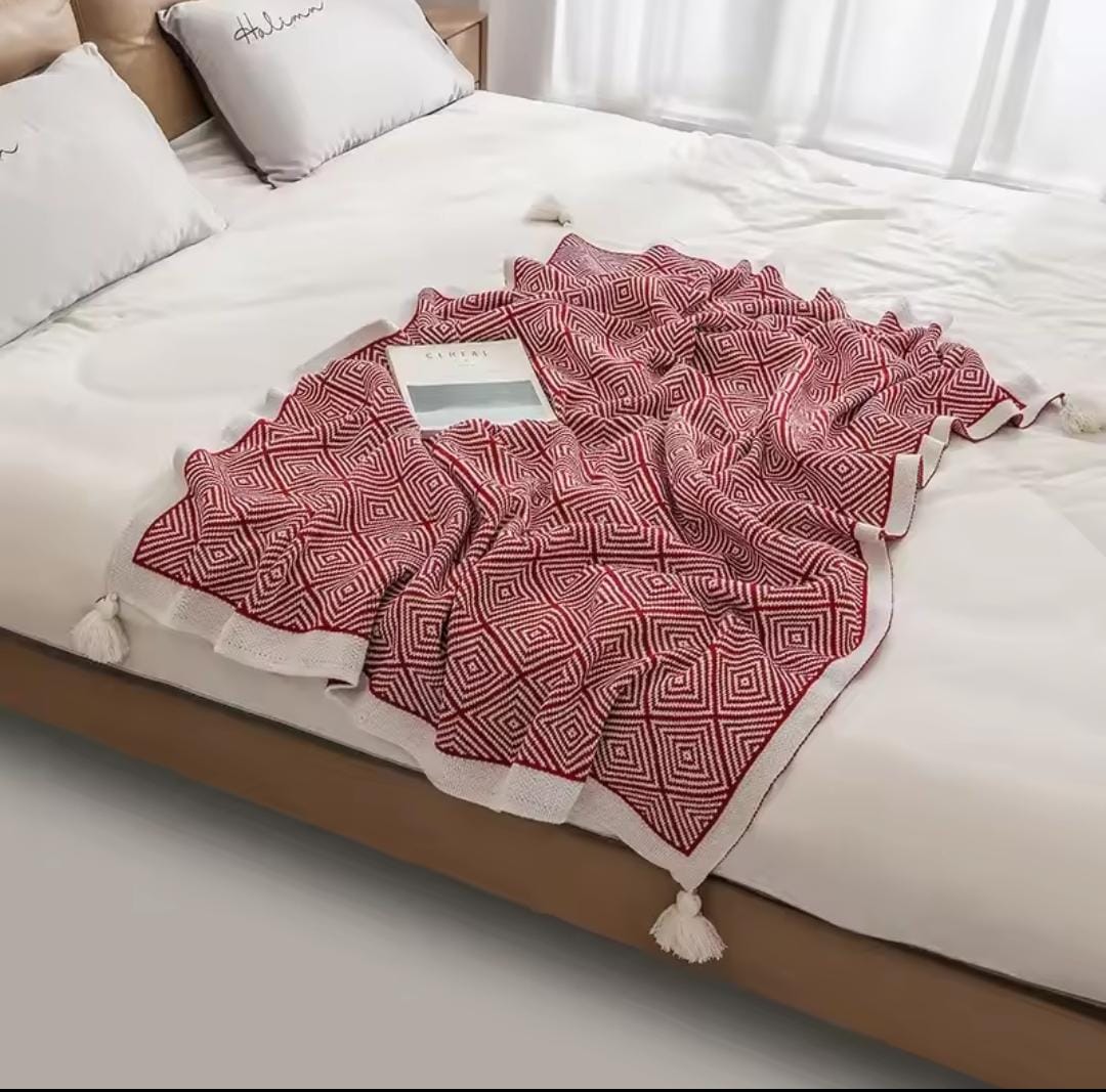 Bohemian Knitted Throw Blanket