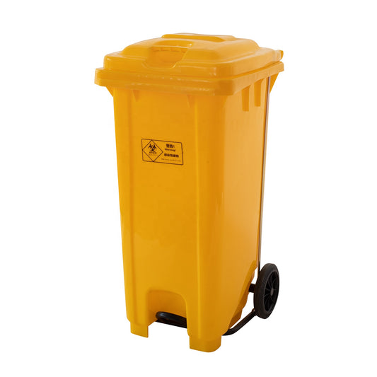 Big Yellow Dustbins with Wheels and Pedal