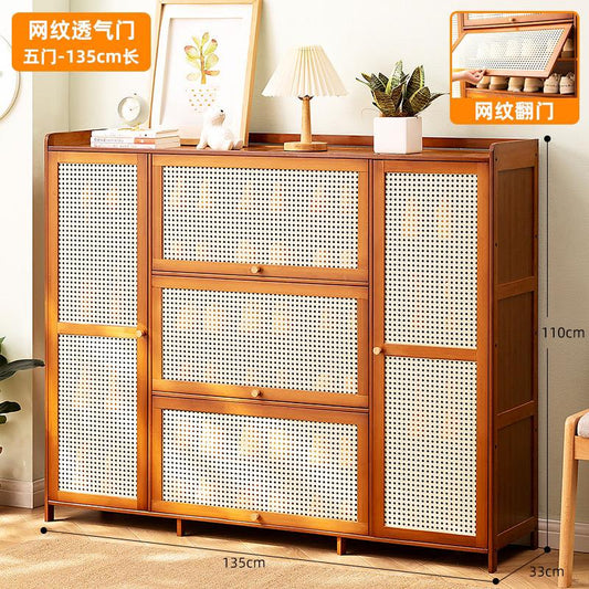26-Pair Wooden Bamboo Shoe Cabinet