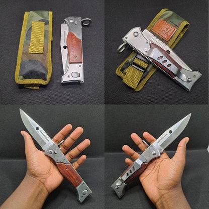 Automatic Switch Blade CCCP Tactical Knife with Camouflage Sheath