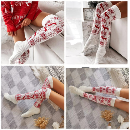 Stylish Winter Christmas-Themed Women’s Knit Leg Warmers