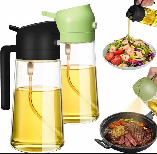 2-in-1 Oil Jar – Sprayer and Dispenser, 600ml Kitchen Bottle