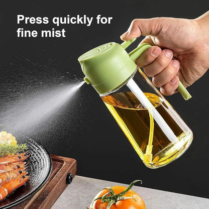 2-in-1 Oil Jar – Sprayer and Dispenser, 600ml Kitchen Bottle