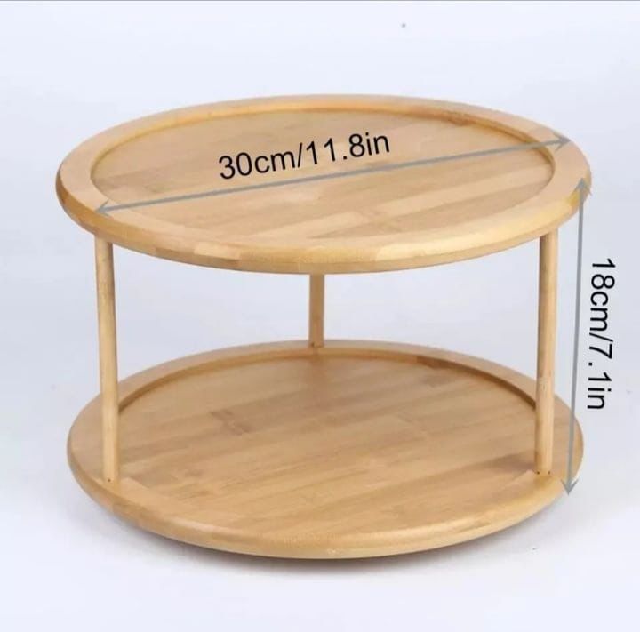 Bamboo Rotating Spice Rack – 360° Countertop Organizer