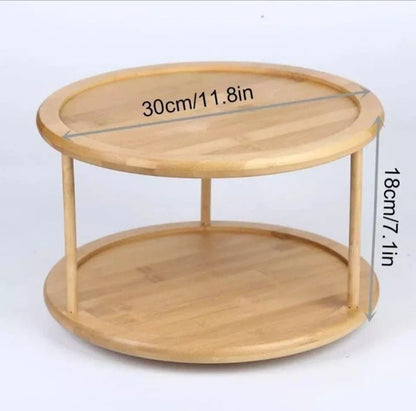 Bamboo Rotating Spice Rack – 360° Countertop Organizer