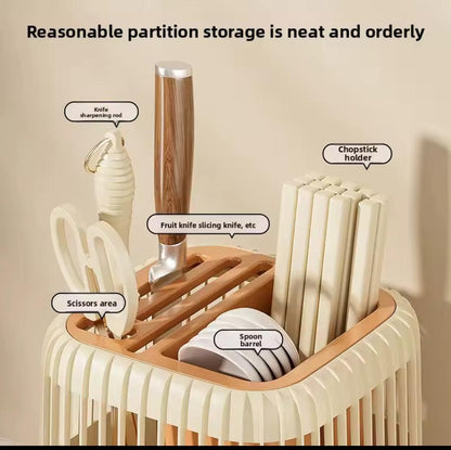 Multi-Functional Rotating Knife and Utensil Rack