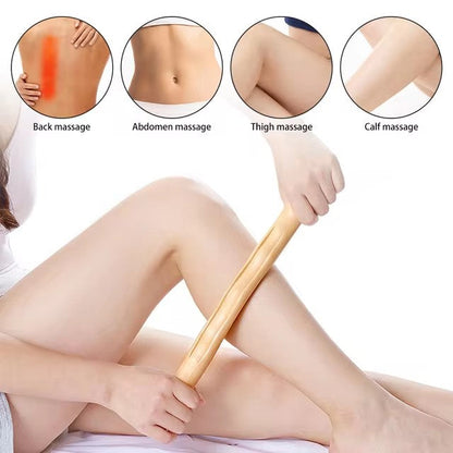 Wooden Gua Sha Stick Body Massage Tool Abdominal Cellulite Massage Backpain Relief Wood Therapy Massage Cup 8 Beads Handheld