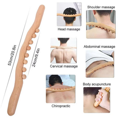 Wooden Gua Sha Stick Body Massage Tool Abdominal Cellulite Massage Backpain Relief Wood Therapy Massage Cup 8 Beads Handheld
