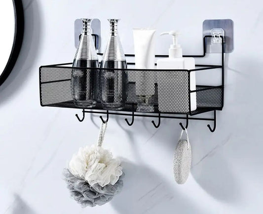 Large Mesh Bathroom Rack with Hooks
