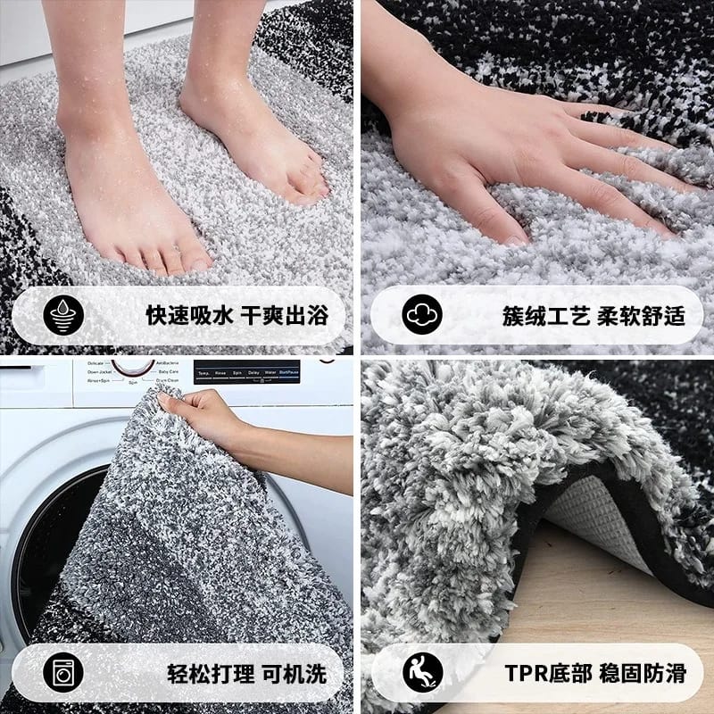 Thick Plush Bathroom Rug Non Slip Bath Mat Water Absorbent Soft Microfiber Shaggy Bathroom Mat Machine Washable Toilet Bath Rug