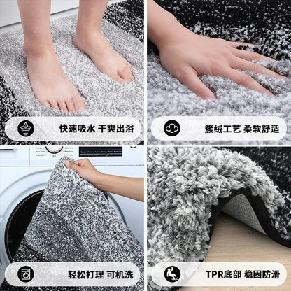 Thick Plush Bathroom Rug Non Slip Bath Mat Water Absorbent Soft Microfiber Shaggy Bathroom Mat Machine Washable Toilet Bath Rug