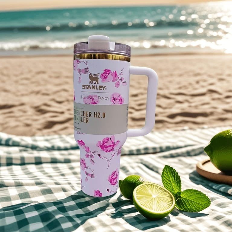 Stanley x LoveShackFancy Tumbler – 1.2L Floral Vacuum-Insulated Mug with Straw Lid