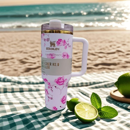Stanley x LoveShackFancy Tumbler – 1.2L Floral Vacuum-Insulated Mug with Straw Lid