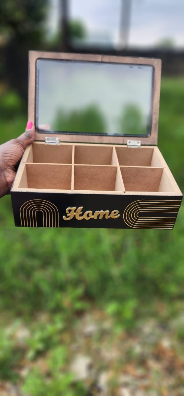 6 Compartments Wooden Tea Bag / Coffee Organizer