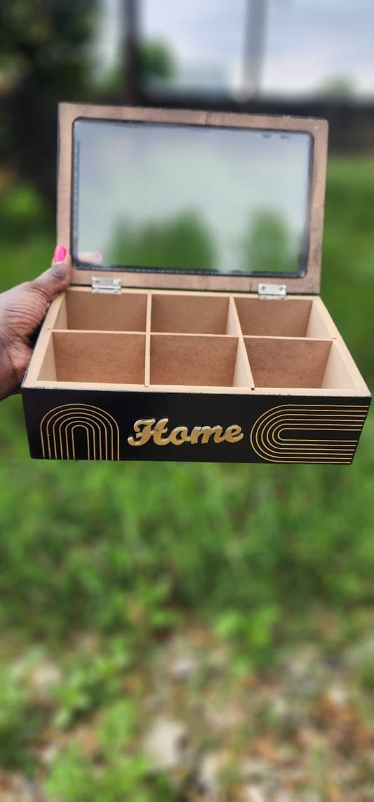 6 Compartments Wooden Tea Bag / Coffee Organizer