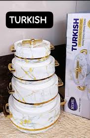 Turkish 4pcs Insulated Hotpot Set – Luxury Food Warmers with Gold Finish (