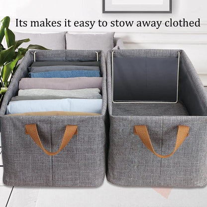 Multifunctional Closet Organizer Bins with Handles – Storage Boxes for Pants, Jeans, T-Shirts, Shirts, Underwear & Socks Stackable Wardrobe Drawer Organizers
