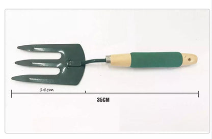 3-Piece Gardening Tool Set – Wooden Handle Trowel, Fork & Cultivator