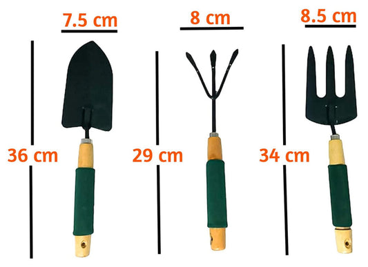 3-Piece Gardening Tool Set – Wooden Handle Trowel, Fork & Cultivator