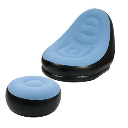 Inflatable Deluxe Lounge Seat with Foot Rest & Free Pump (2pcs Set)