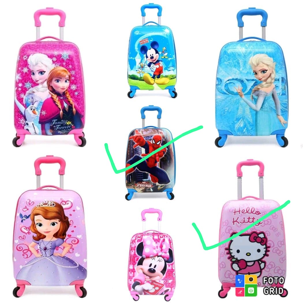 Cartoon-Themed Kids Trolley Bags (18-Inch Rolling Suitcases)