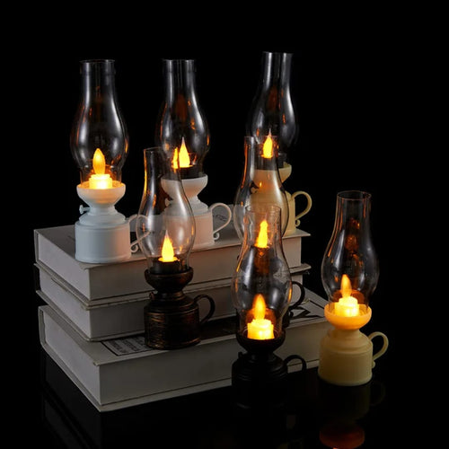 Vintage LED Kerosene Style Table Lamps Decorative Battery Operated Lights