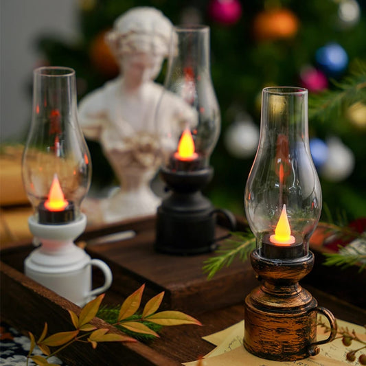 Vintage LED Kerosene Style Table Lamps Decorative Battery Operated Lights