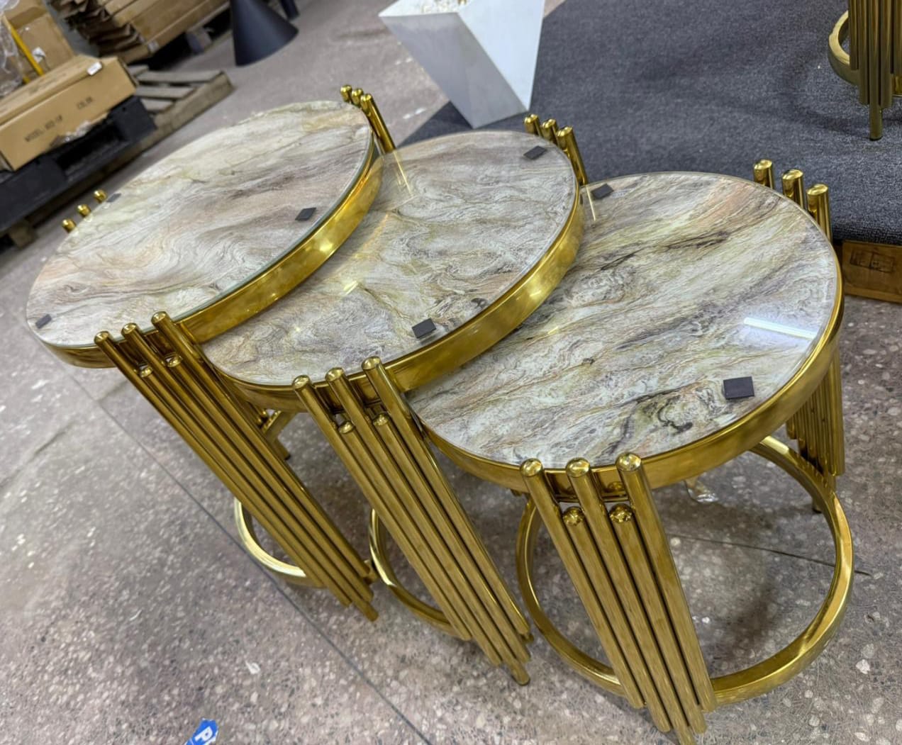 3-in-1 Marble Nesting Stools / End Tables