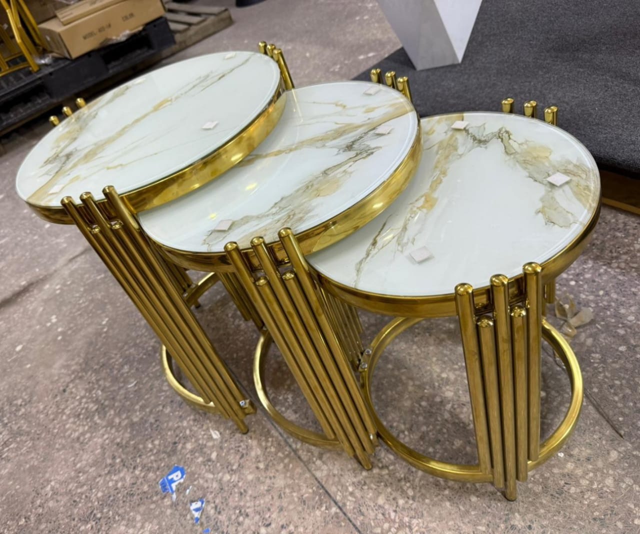 3-in-1 Marble Nesting Stools / End Tables