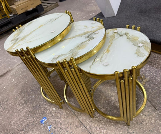 3-in-1 Marble Nesting Stools / End Tables