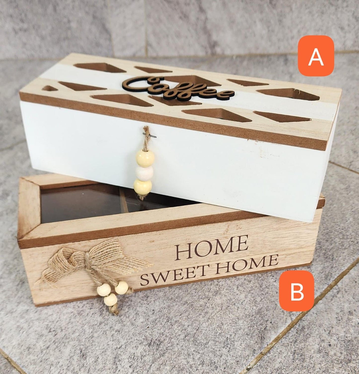 3 Compartments Wooden Tea Bag / Coffee Organizer