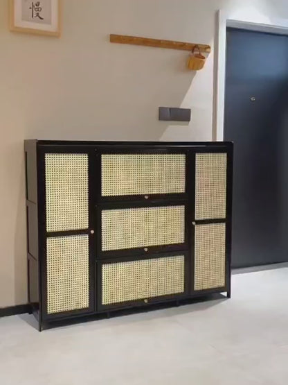 26-Pair Wooden Bamboo Shoe Cabinet