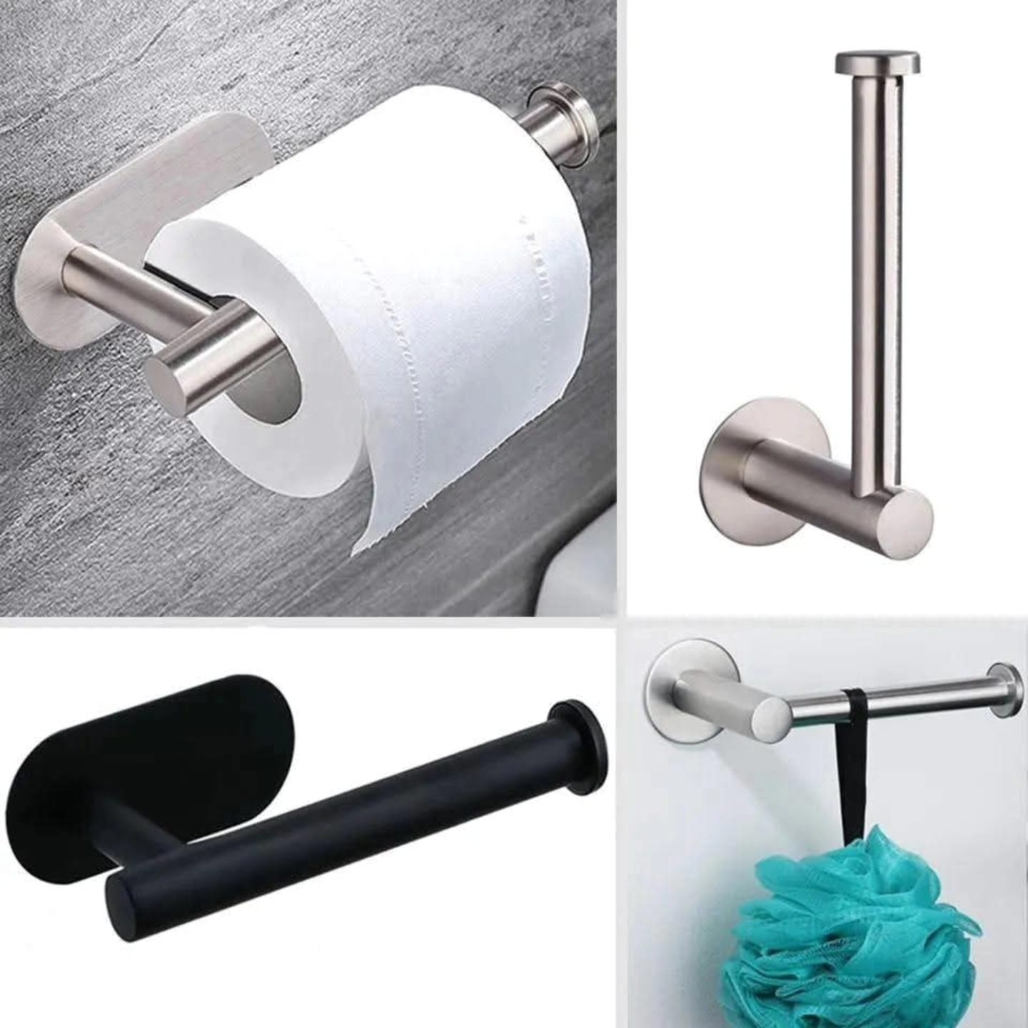 Adhesive Toilet Roll Paper Holder – Wall Mount Organizer
