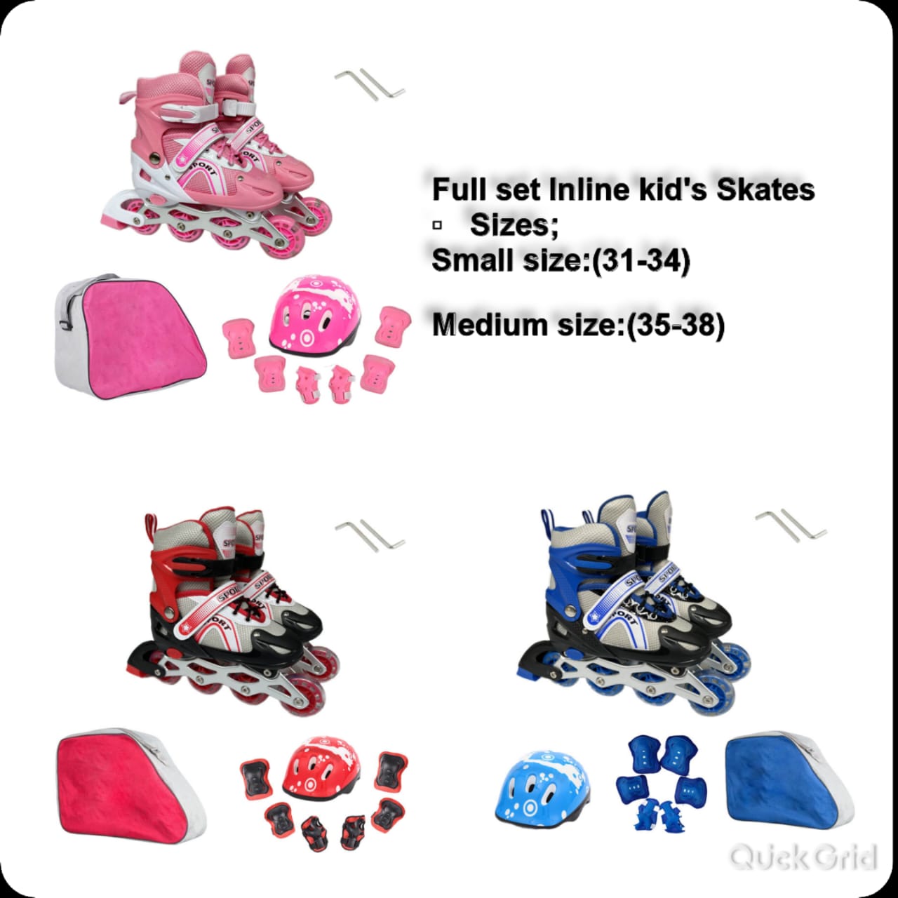 Full Set High-Quality Quad Kid's Roller Skates Shoes