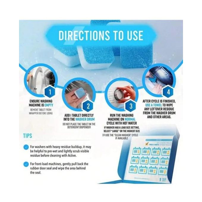 Washing Machine Antibacterial Cleaning Tablets – Powerful Decontamination, 12pcs Set, Suitable for All Washing Machines